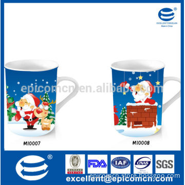fine christmas gift porcelain drink mug with decal printing on glassware